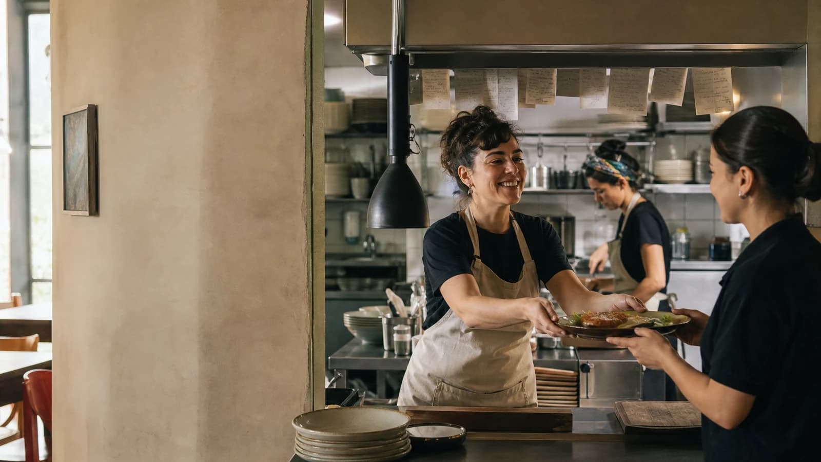 A real lunch service at an independent restaurant