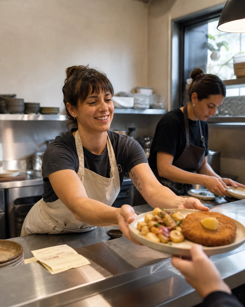 A real lunch service at an independent restaurant